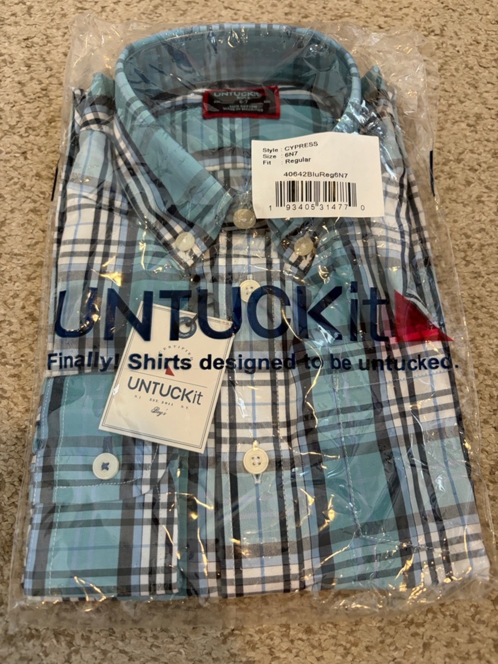 NWT UNTUCKIT Boys Cypress Button Down Shirt, 6-7